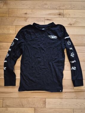 Kids Size 16 Black Long-Sleeve Graphic Tee - West 49/Hot Wheels